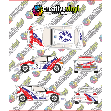 Peugeot 206 2001 Fortuna Full Rally Graphics Kit